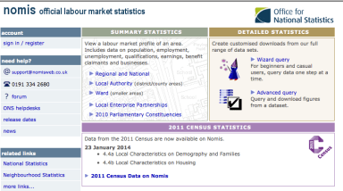 NOMIS Office for National Statistics database