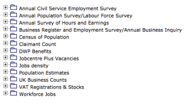 NOMIS Office for National Statistics datasets
